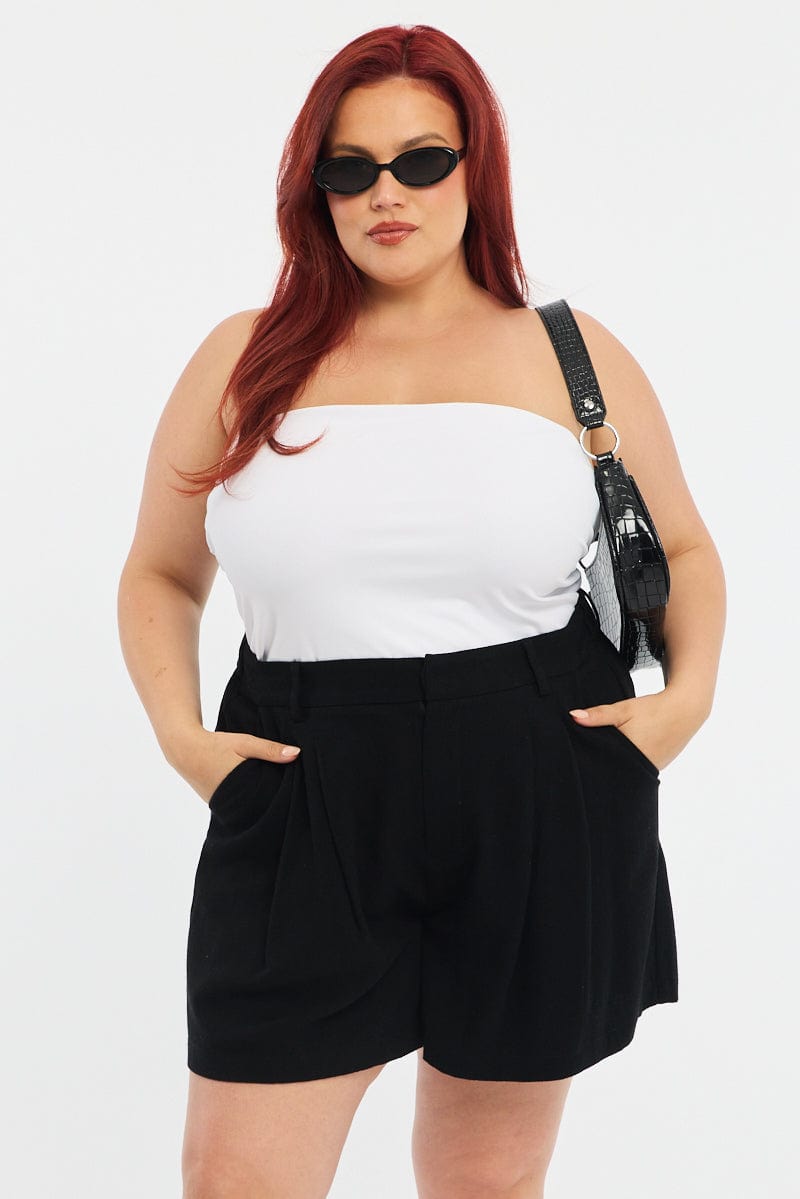 Black Bermuda Shorts Elastic Waist for YouandAll Fashion