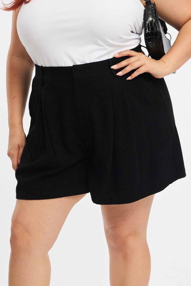 Black Bermuda Shorts Elastic Waist for YouandAll Fashion