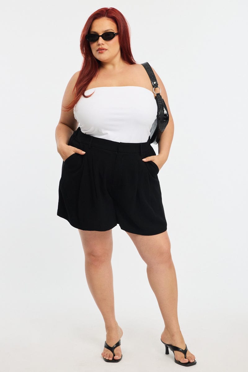 Black Bermuda Shorts Elastic Waist for YouandAll Fashion