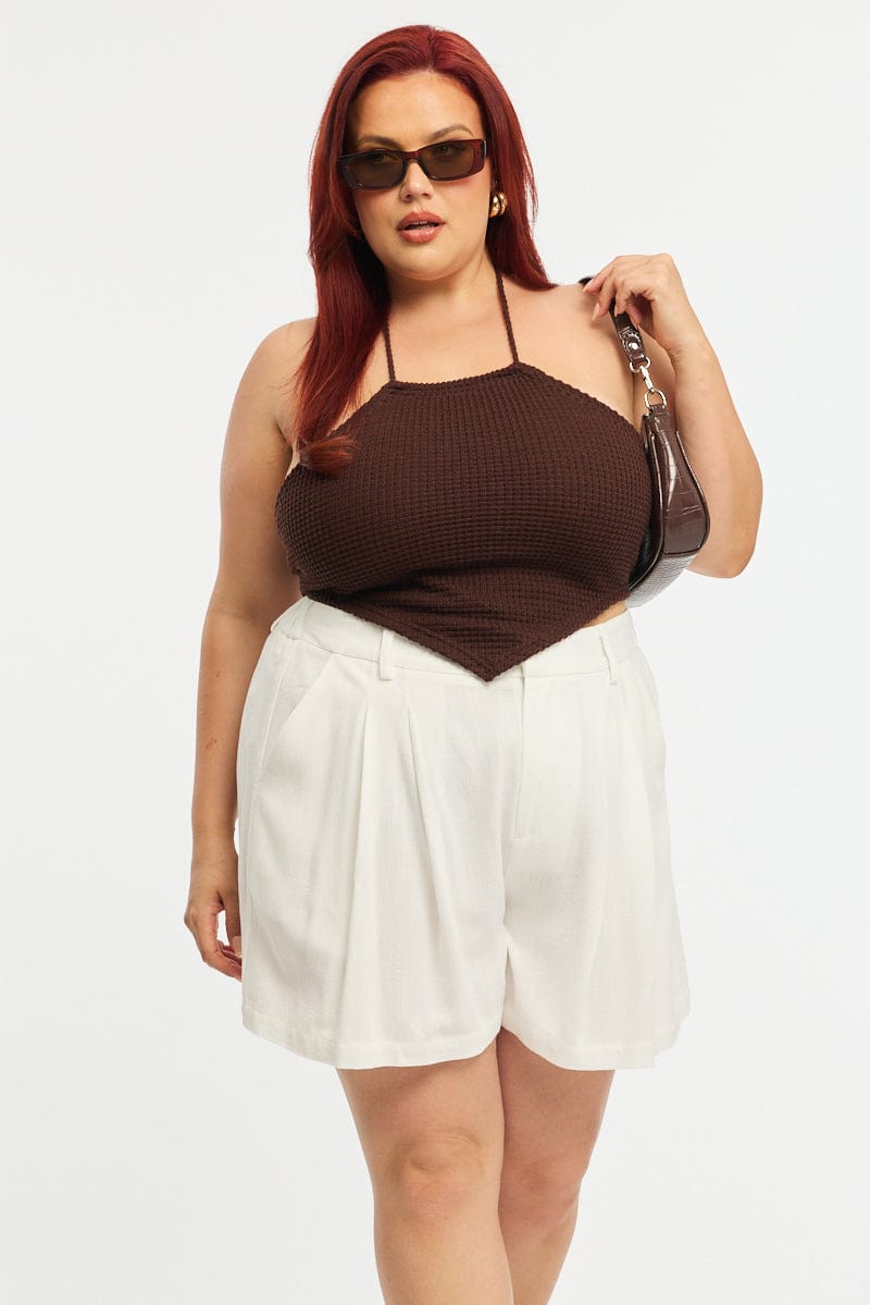 White Bermuda Shorts Elastic Waist for YouandAll Fashion