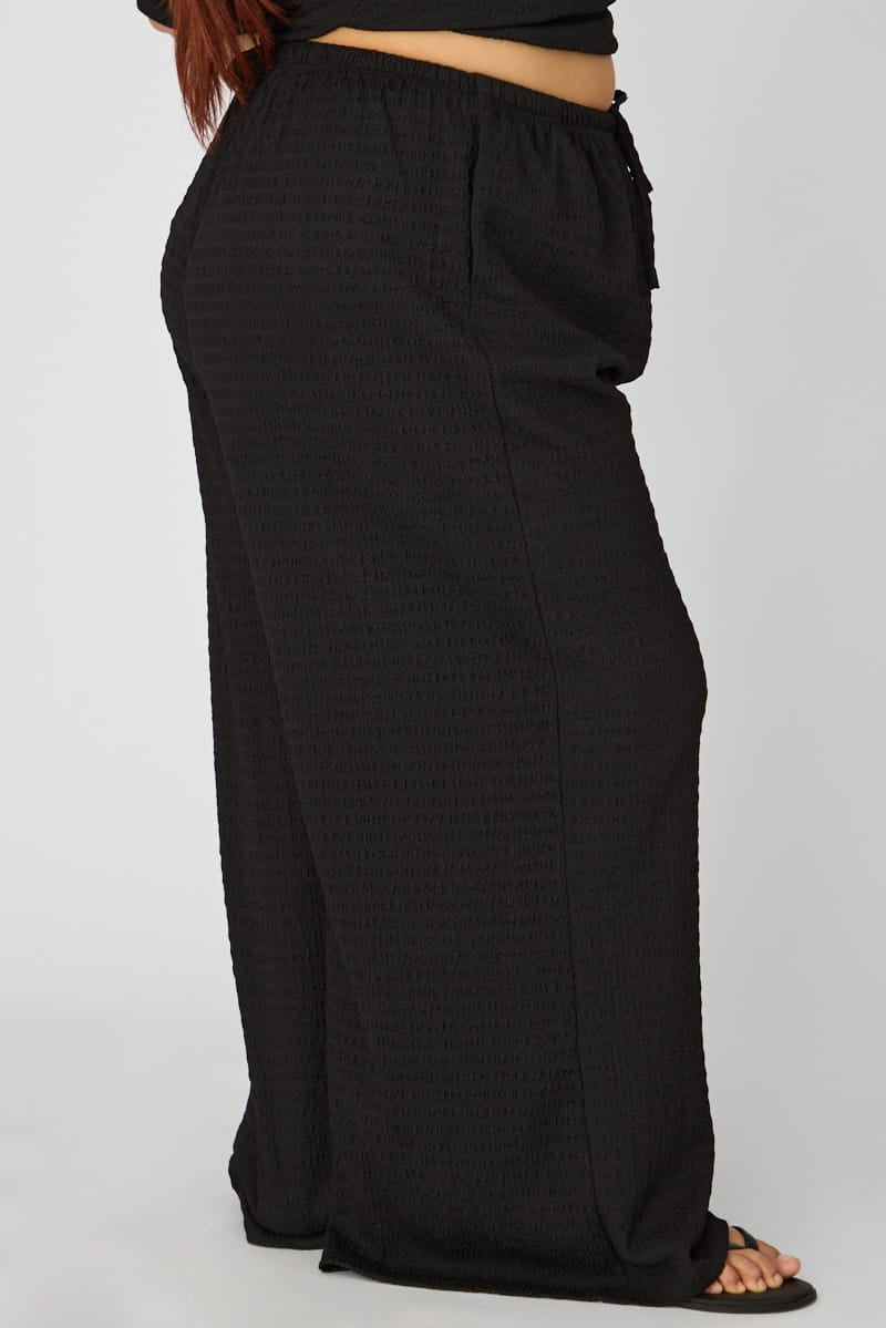 Black Wide Leg Pants Textured for YouandAll Fashion