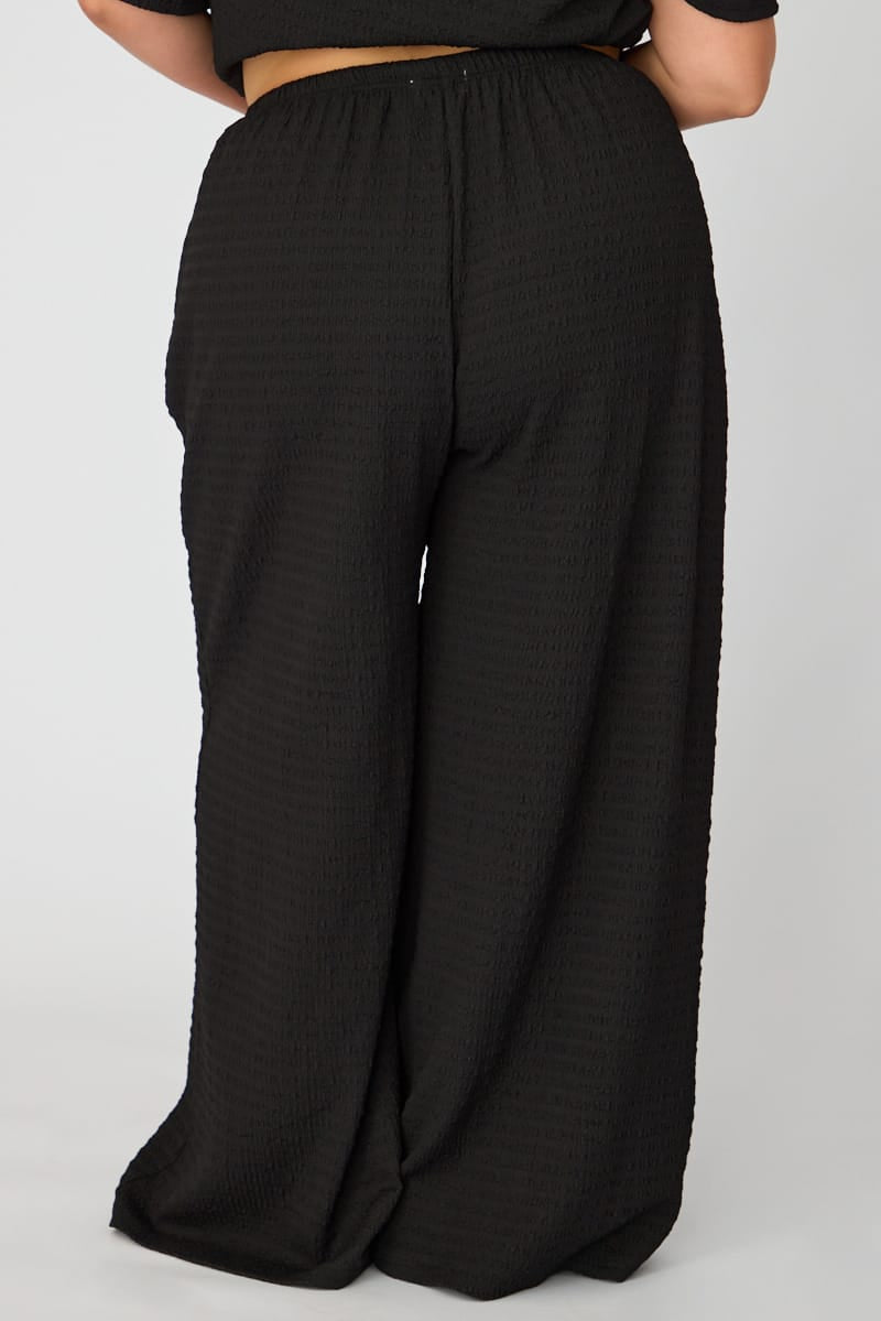 Black Wide Leg Pants Textured for YouandAll Fashion