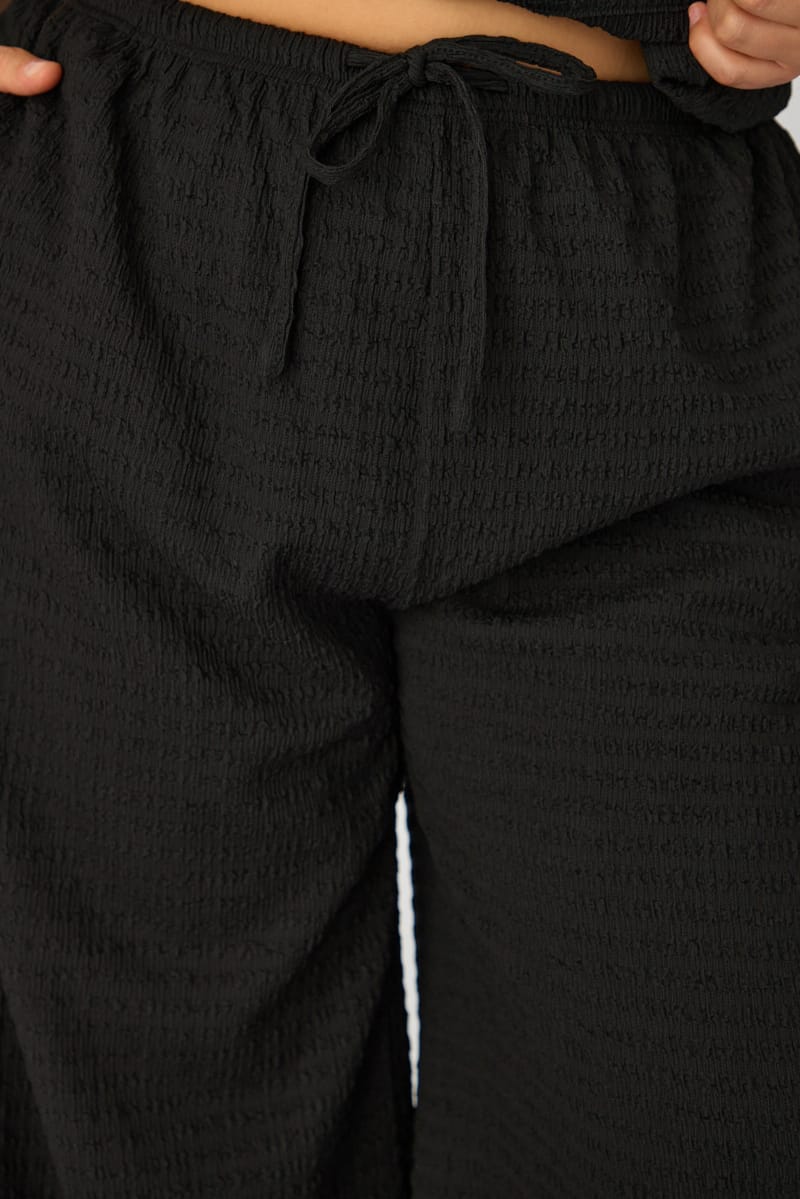 Black Wide Leg Pants Textured for YouandAll Fashion