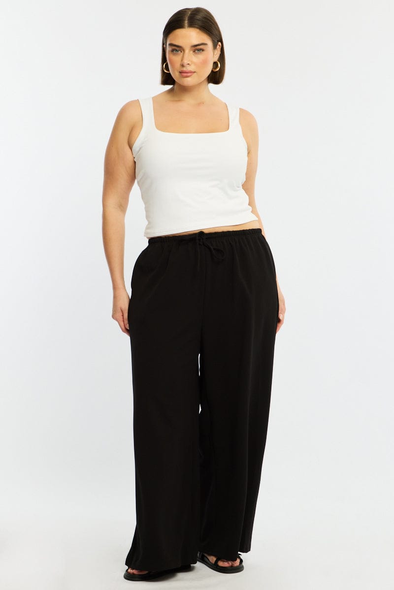 Black Wide Leg Pants Relaxed Fit Stretch for YouandAll Fashion