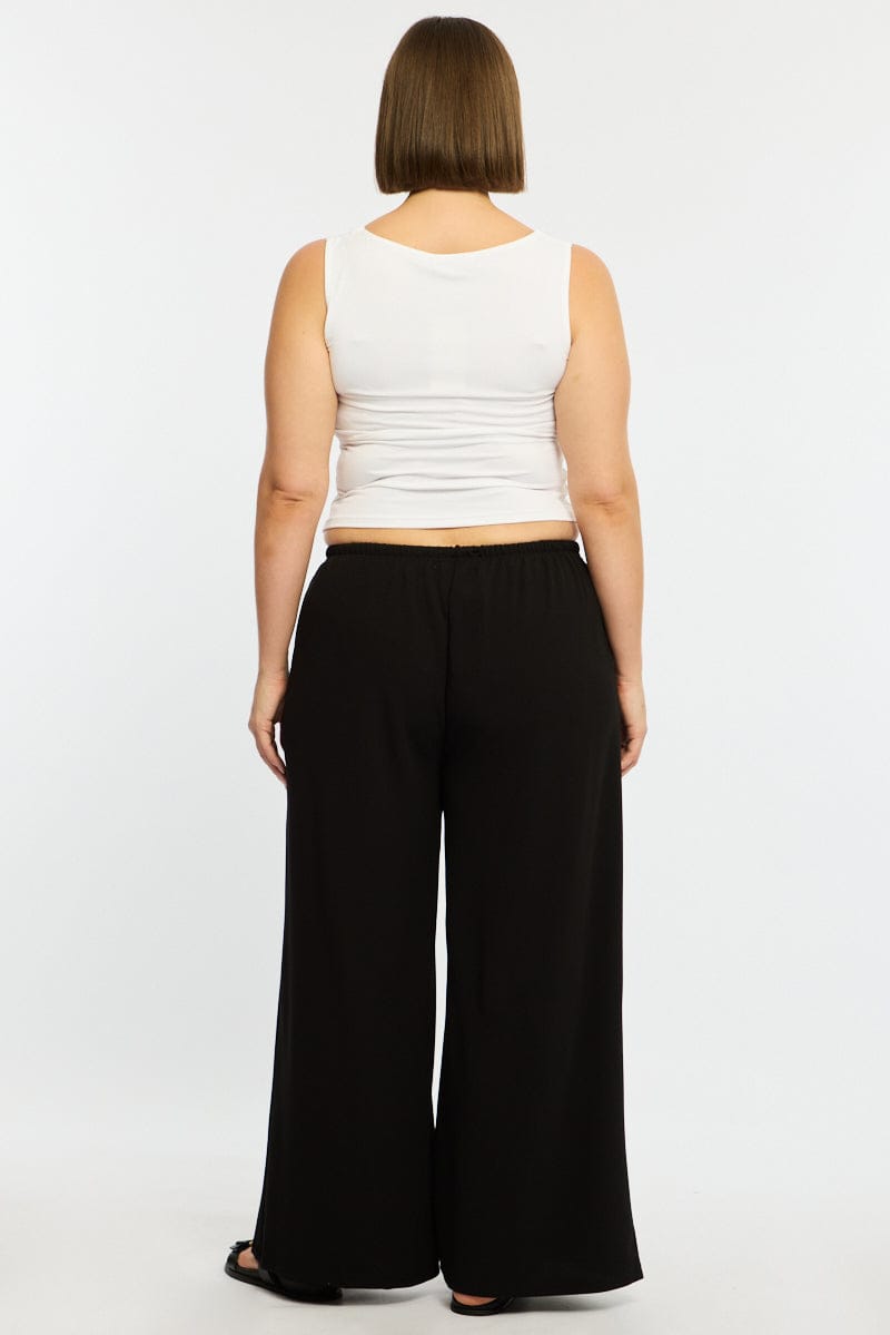 Black Wide Leg Pants Relaxed Fit Stretch for YouandAll Fashion