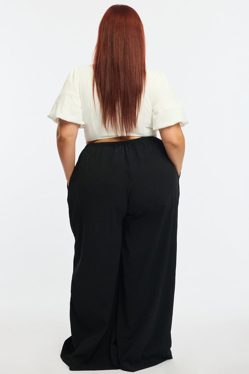 Black Wide Leg Pants Elastic Waist for YouandAll Fashion
