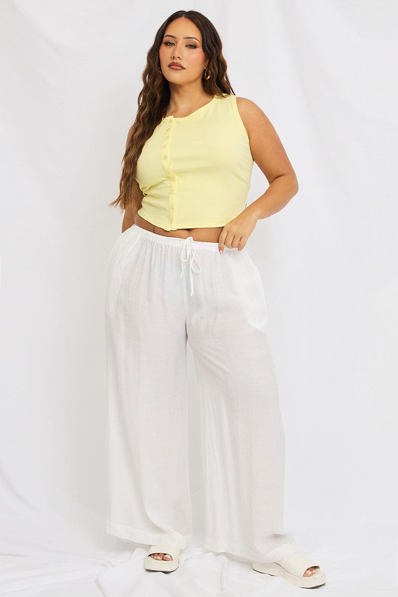 White Pants Elastic Waist for YouandAll Fashion