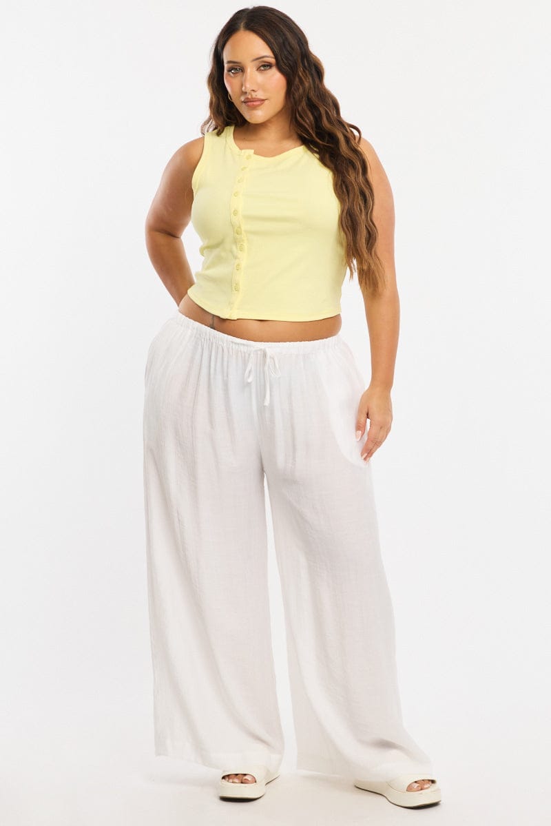 White Pants Elastic Waist for YouandAll Fashion