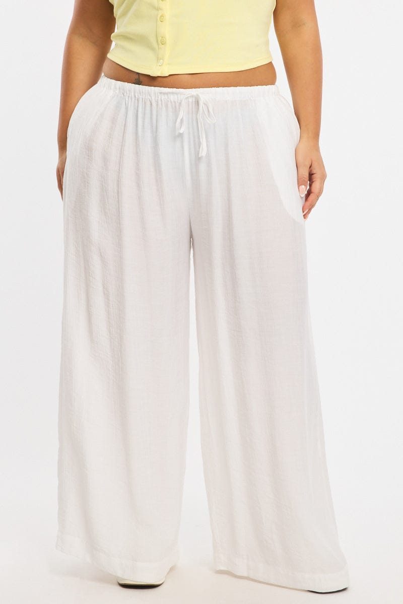 White Pants Elastic Waist for YouandAll Fashion