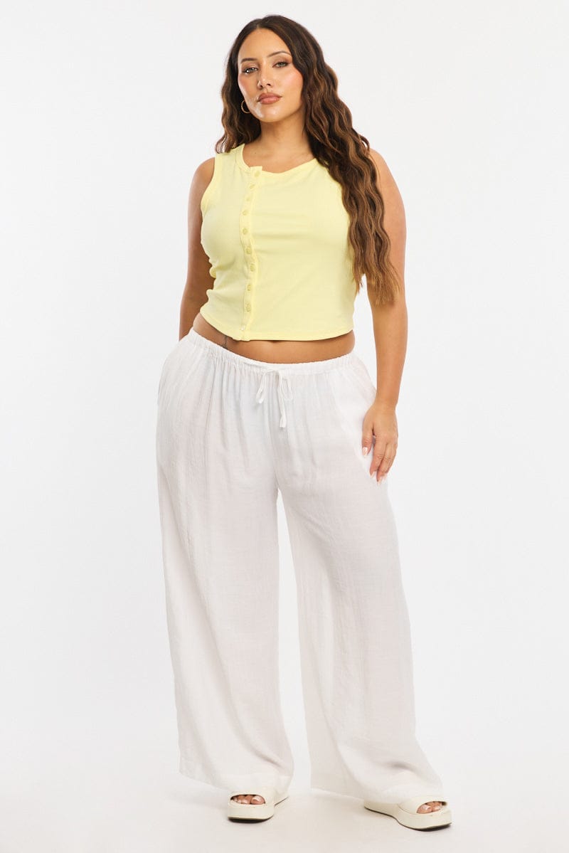 White Pants Elastic Waist for YouandAll Fashion