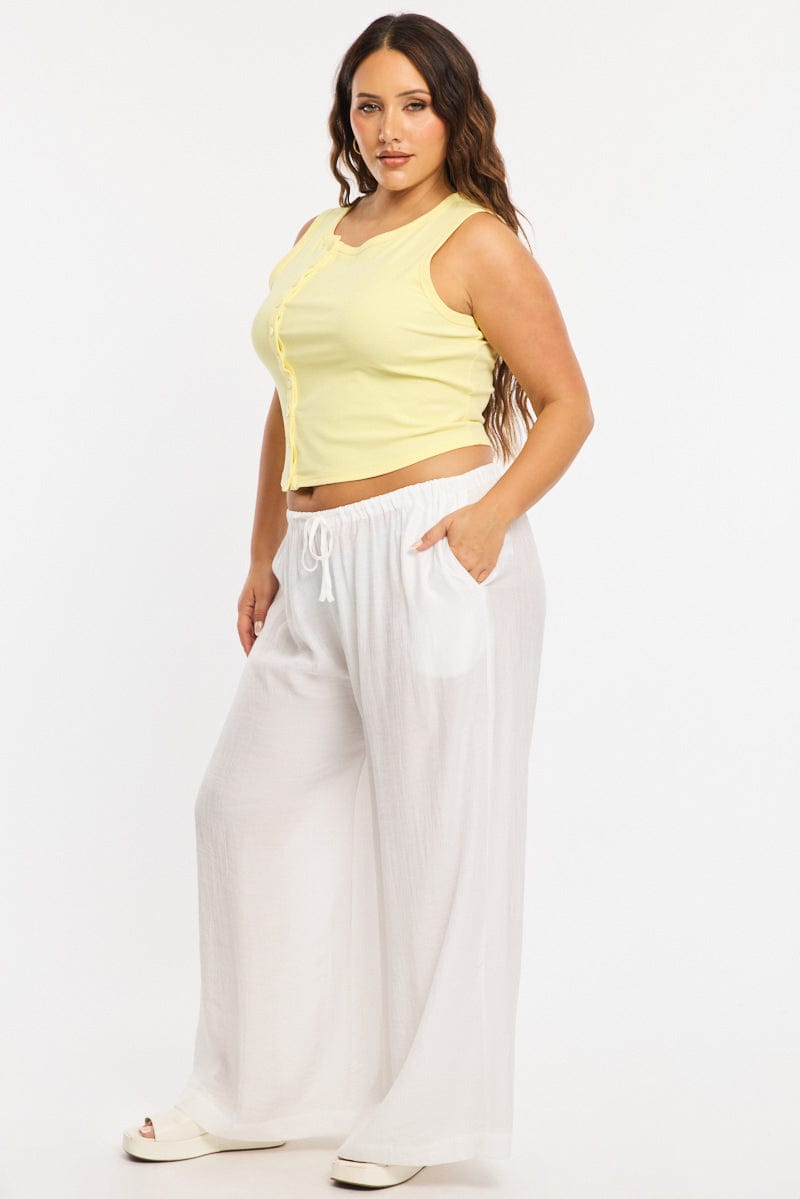White Pants Elastic Waist for YouandAll Fashion