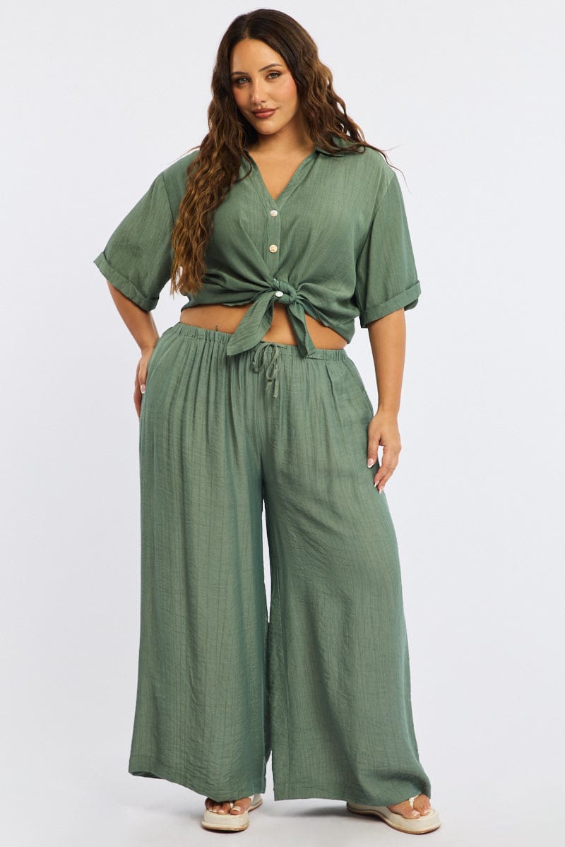 Green Pants Elastic Waist for YouandAll Fashion