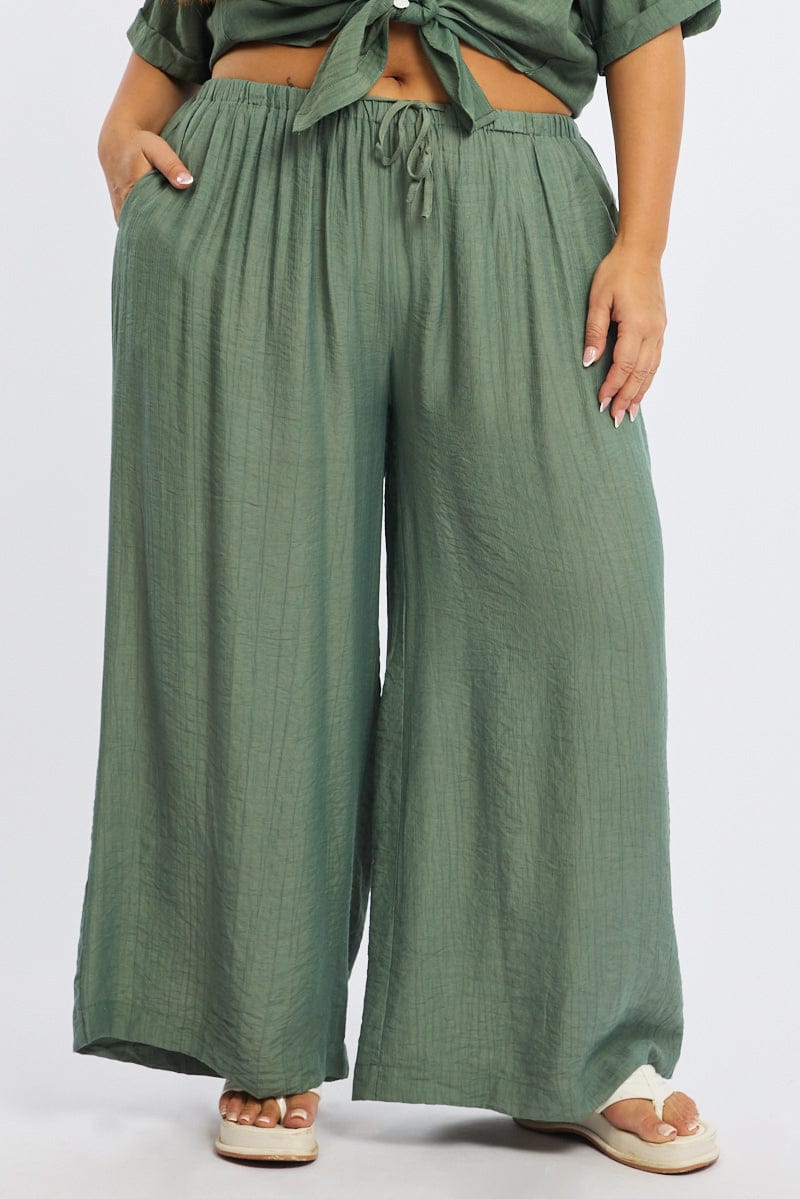 Green Pants Elastic Waist for YouandAll Fashion