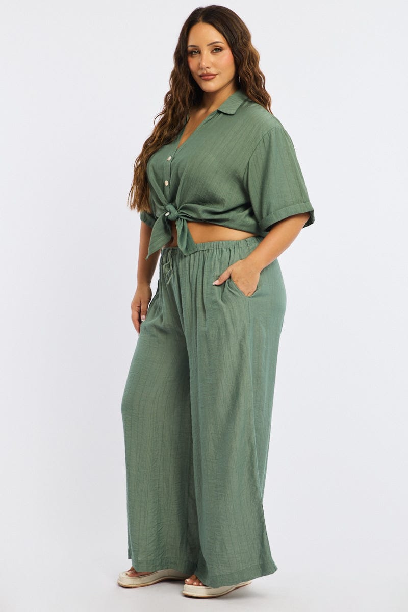Green Pants Elastic Waist for YouandAll Fashion