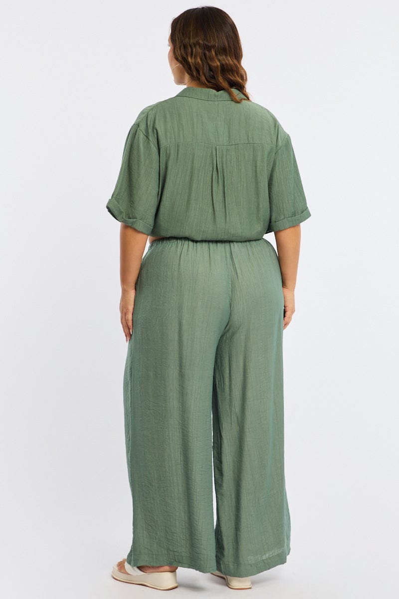 Green Pants Elastic Waist for YouandAll Fashion