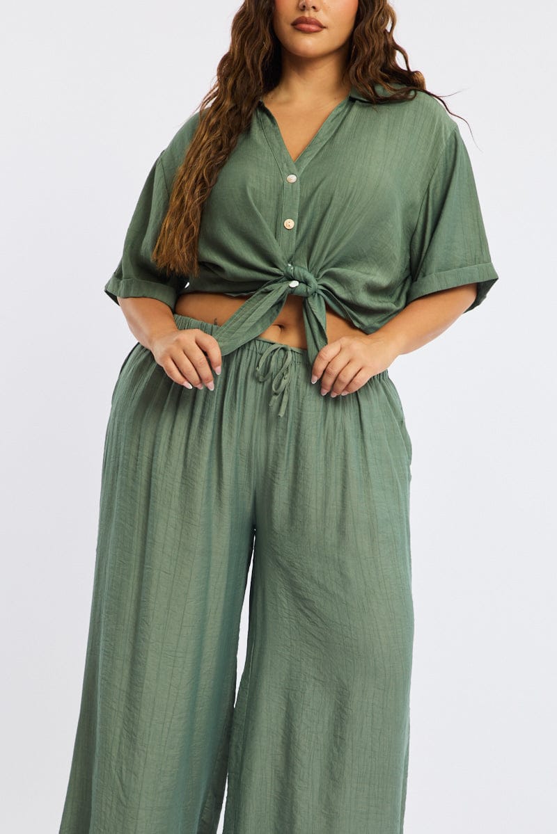 Green Pants Elastic Waist for YouandAll Fashion