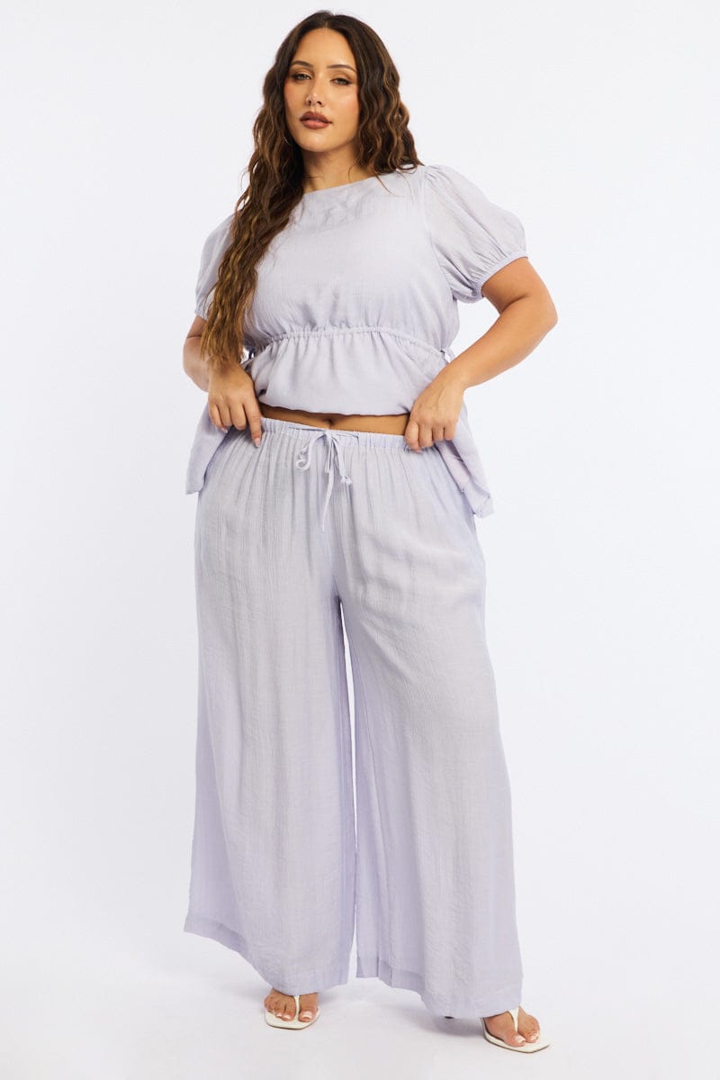 Purple Pants Elastic Waist for YouandAll Fashion