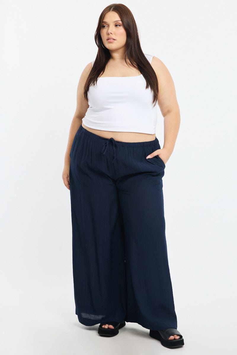 Blue Pants Elastic Waist for YouandAll Fashion