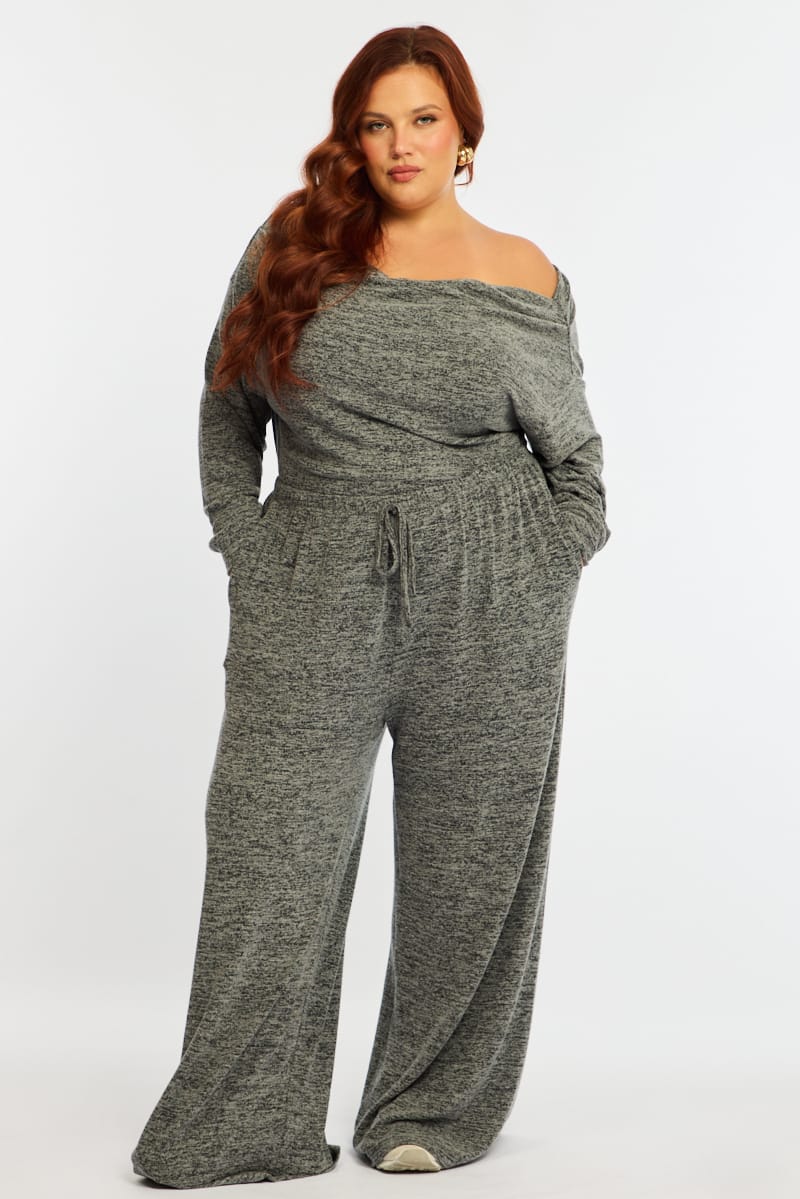 Grey Wide Leg Pants Brushed for YouandAll Fashion