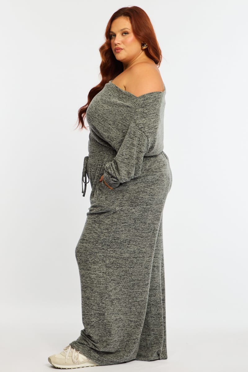 Grey Wide Leg Pants Brushed for YouandAll Fashion