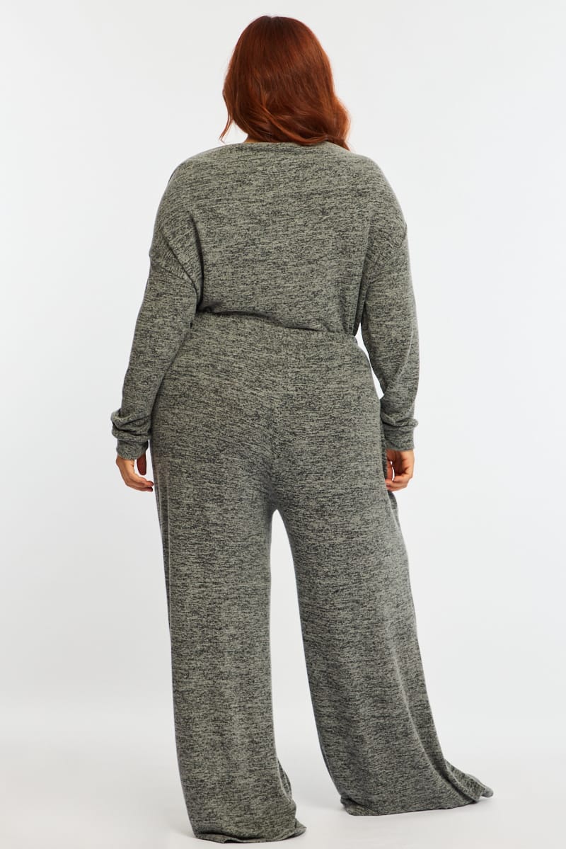 Grey Wide Leg Pants Brushed for YouandAll Fashion