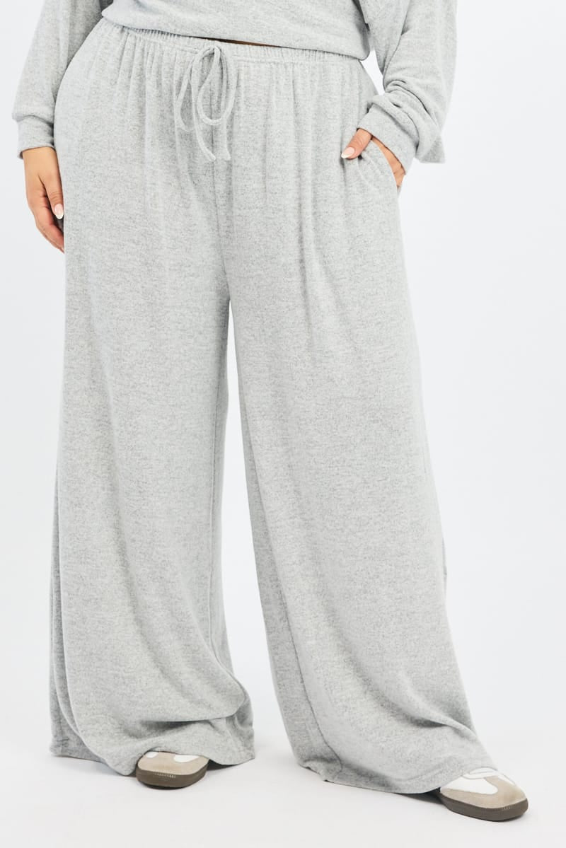 Grey Wide Leg Pants Brushed for YouandAll Fashion