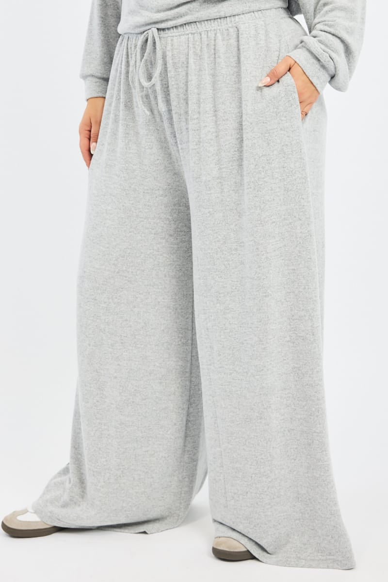Grey Wide Leg Pants Brushed for YouandAll Fashion