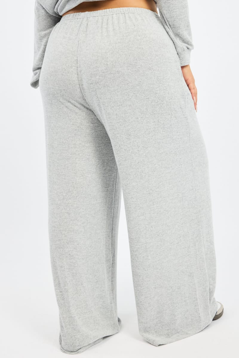 Grey Wide Leg Pants Brushed for YouandAll Fashion