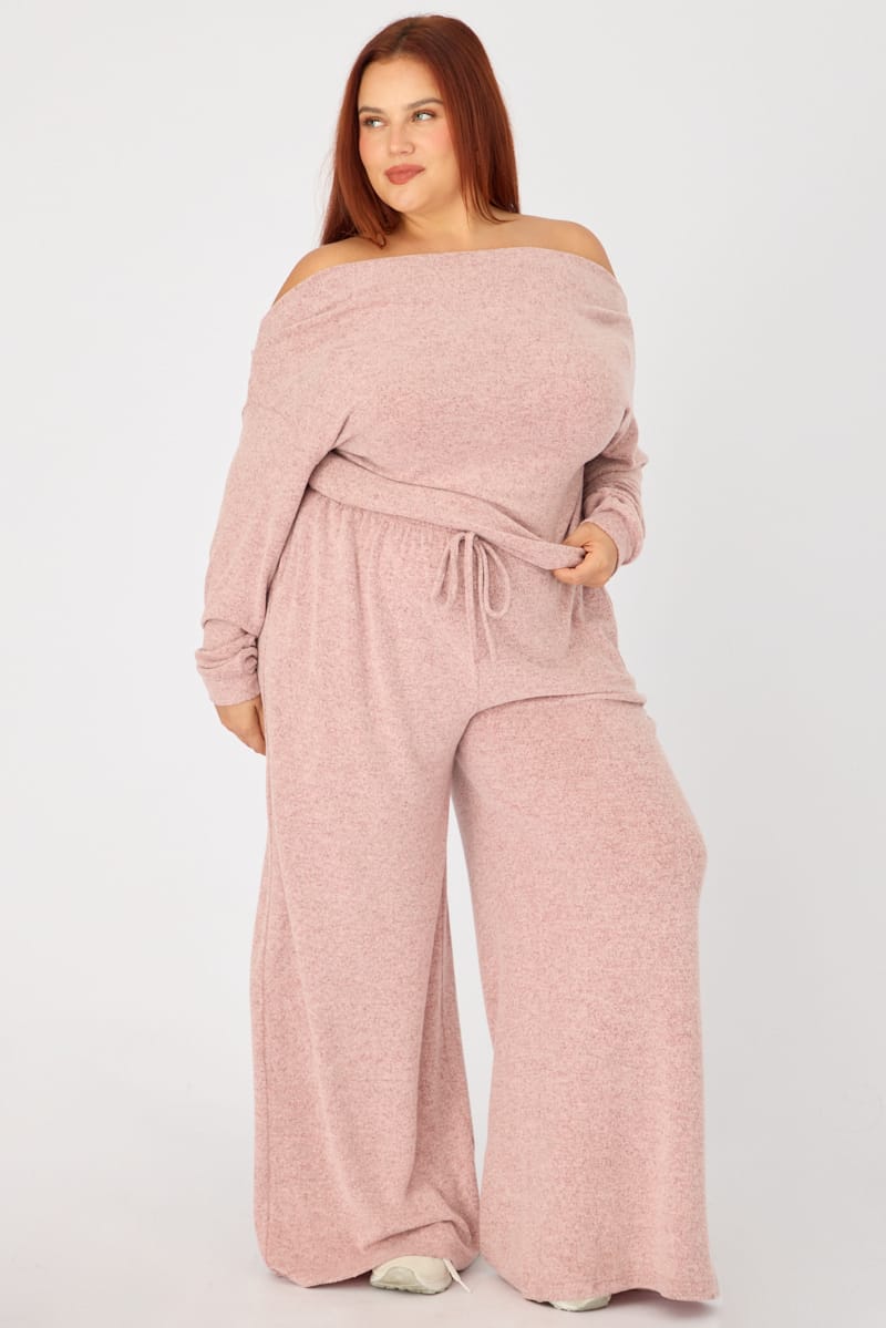 Pink Wide Leg Pants Brushed for YouandAll Fashion