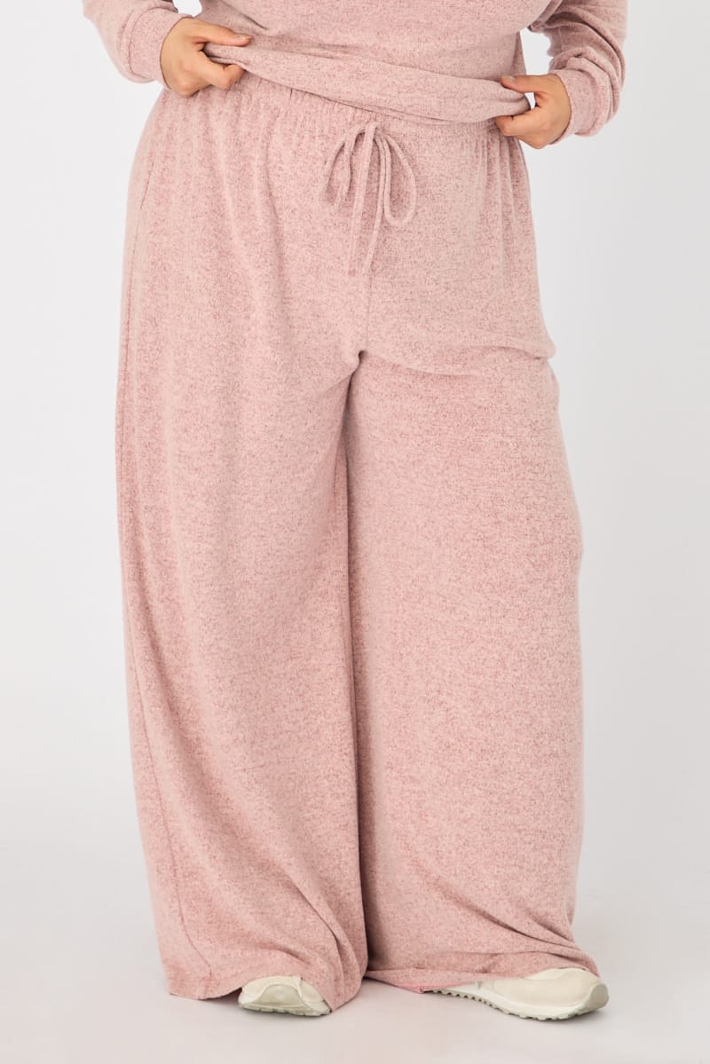 Pink Wide Leg Pants Brushed for YouandAll Fashion