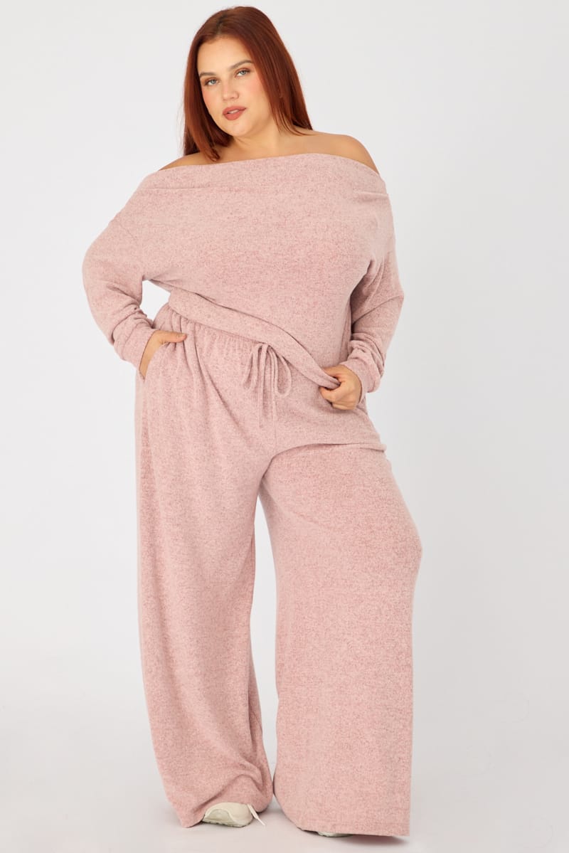 Pink Wide Leg Pants Brushed for YouandAll Fashion