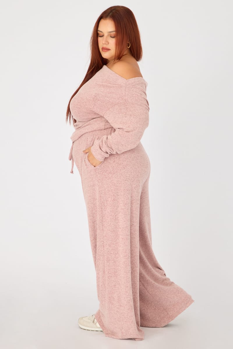 Pink Wide Leg Pants Brushed for YouandAll Fashion
