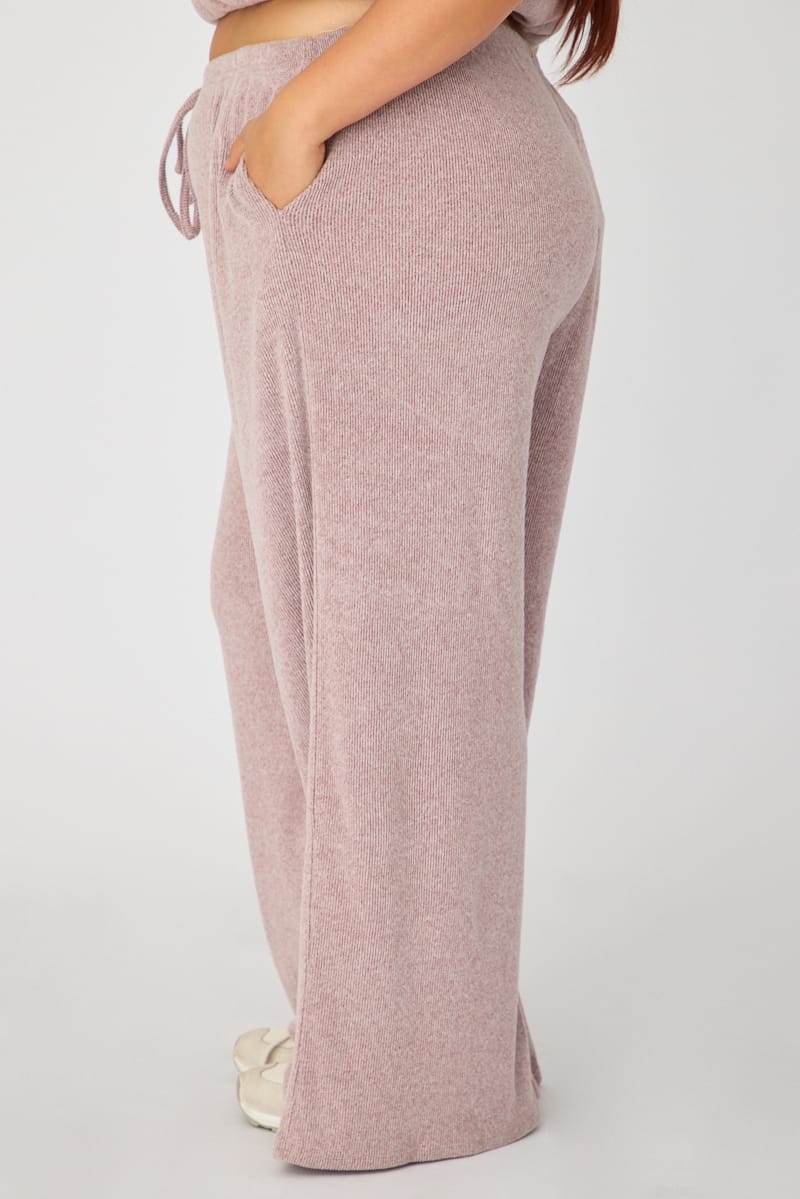 Red Soft Rib Wide Leg Pants for YouandAll Fashion