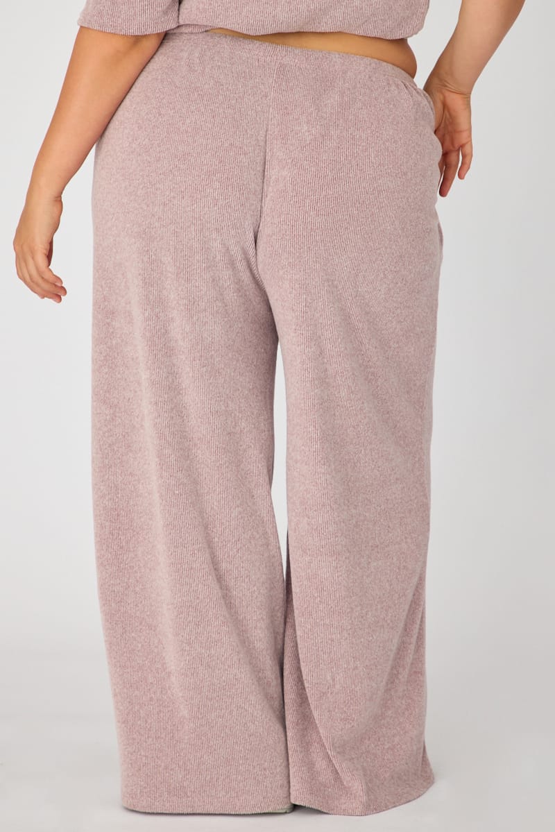 Red Soft Rib Wide Leg Pants for YouandAll Fashion