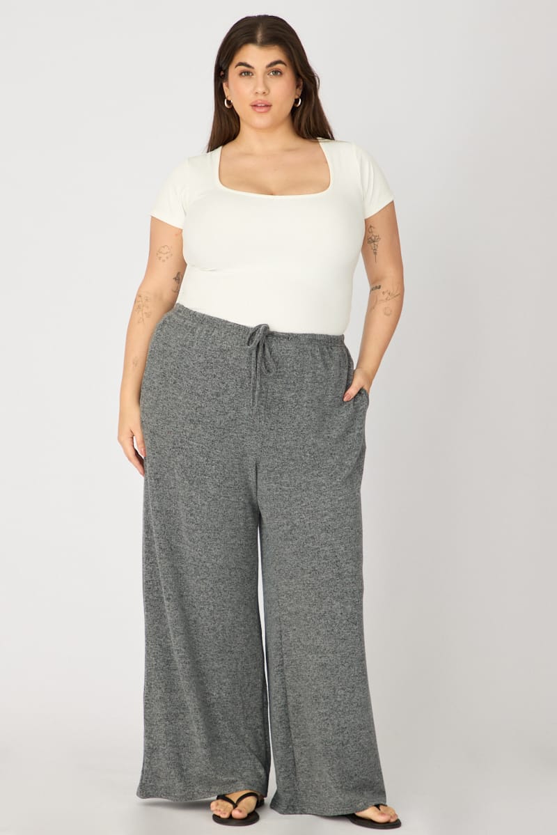 Grey Soft Touch Wide Leg Pants for YouandAll Fashion