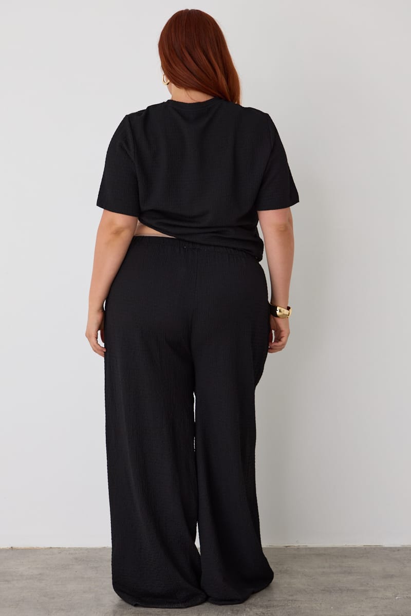 Black Wide Leg Pants Textured for YouandAll Fashion