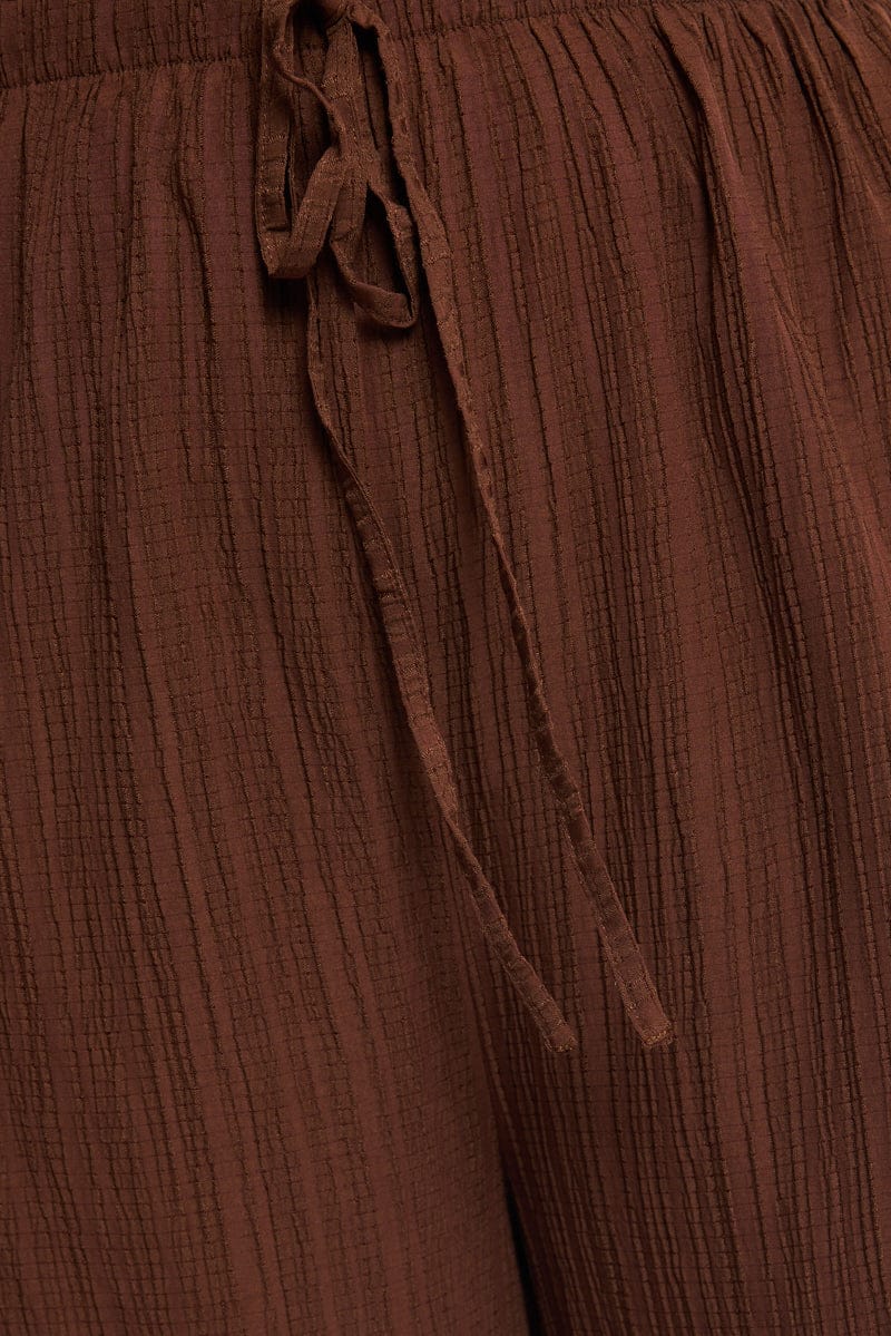Brown Wide Leg Pants Textured for YouandAll Fashion