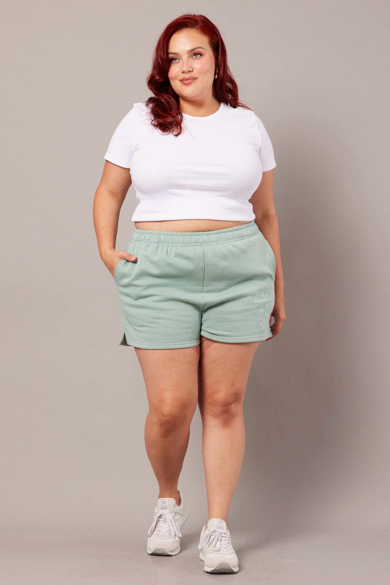 Green Track Shorts High Waist for YouandAll Fashion