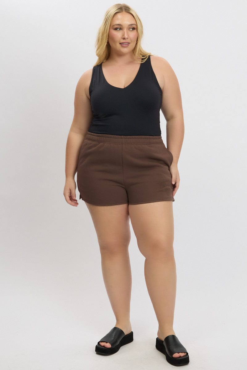 Brown Barcelona Embroidered Track Shorts for YouandAll Fashion