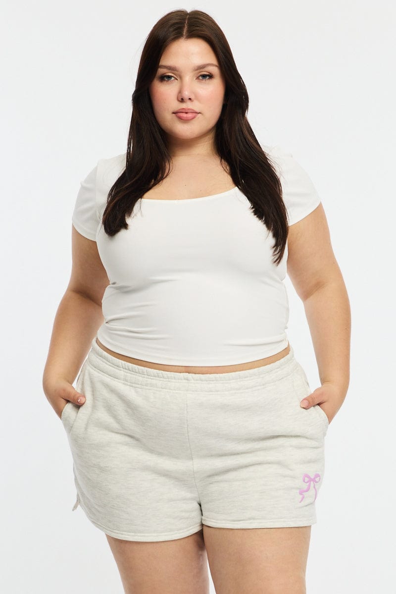 Grey Elastic Waist Track Shorts for YouandAll Fashion