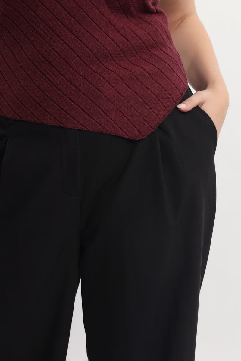 Black High Waist Tailored Wide Leg Pants for YouandAll Fashion