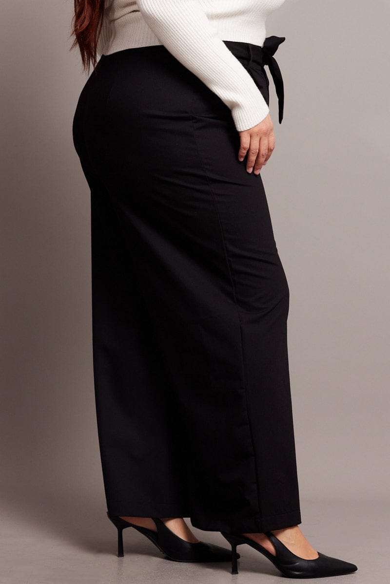 Black Wide Leg Pants Waist Tie for YouandAll Fashion