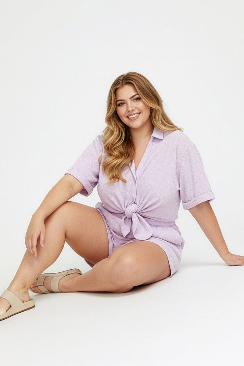Purple Elastic Waist Shorts for YouandAll Fashion