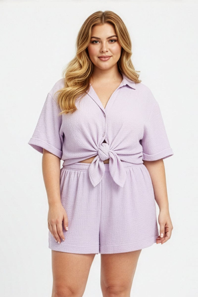 Purple Elastic Waist Shorts for YouandAll Fashion