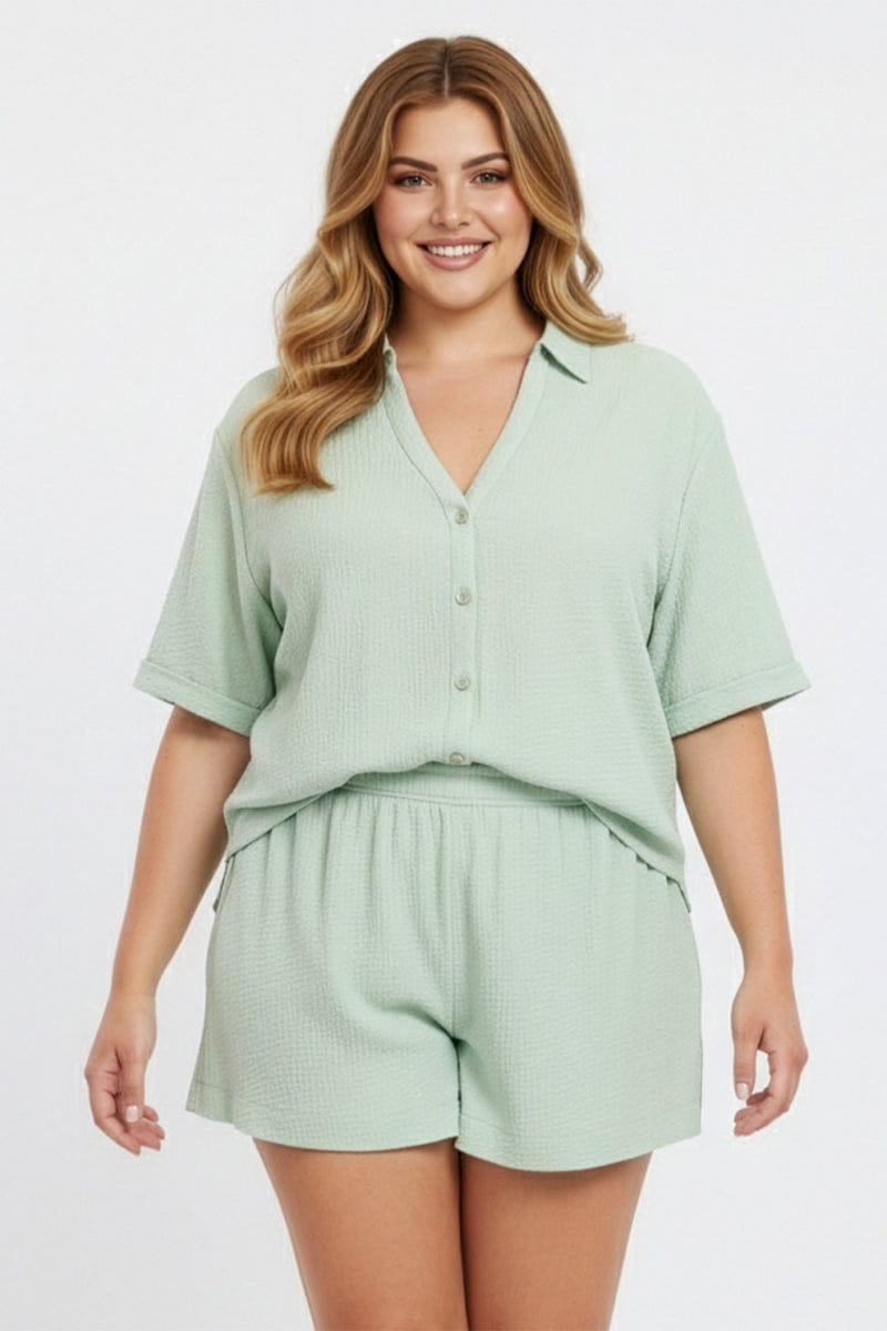 Green Elastic Waist Shorts for YouandAll Fashion