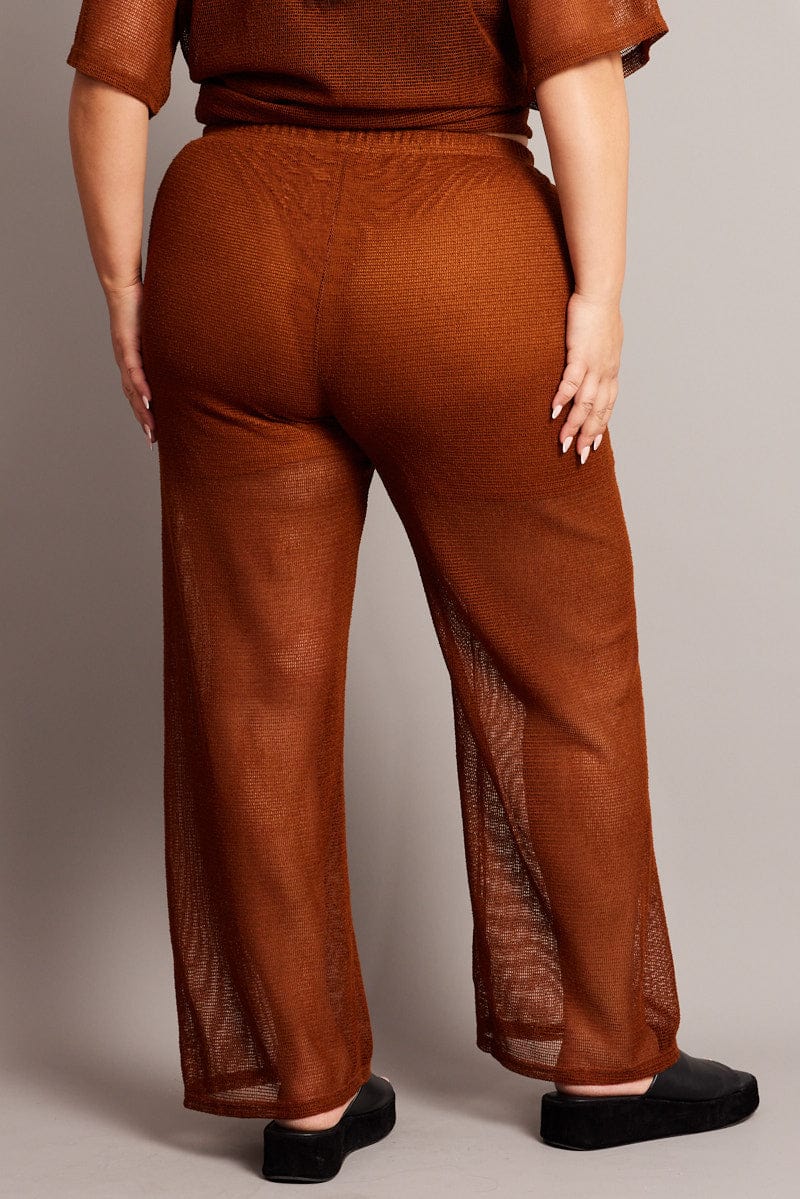 Brown Wide Leg Pants High Rise for YouandAll Fashion