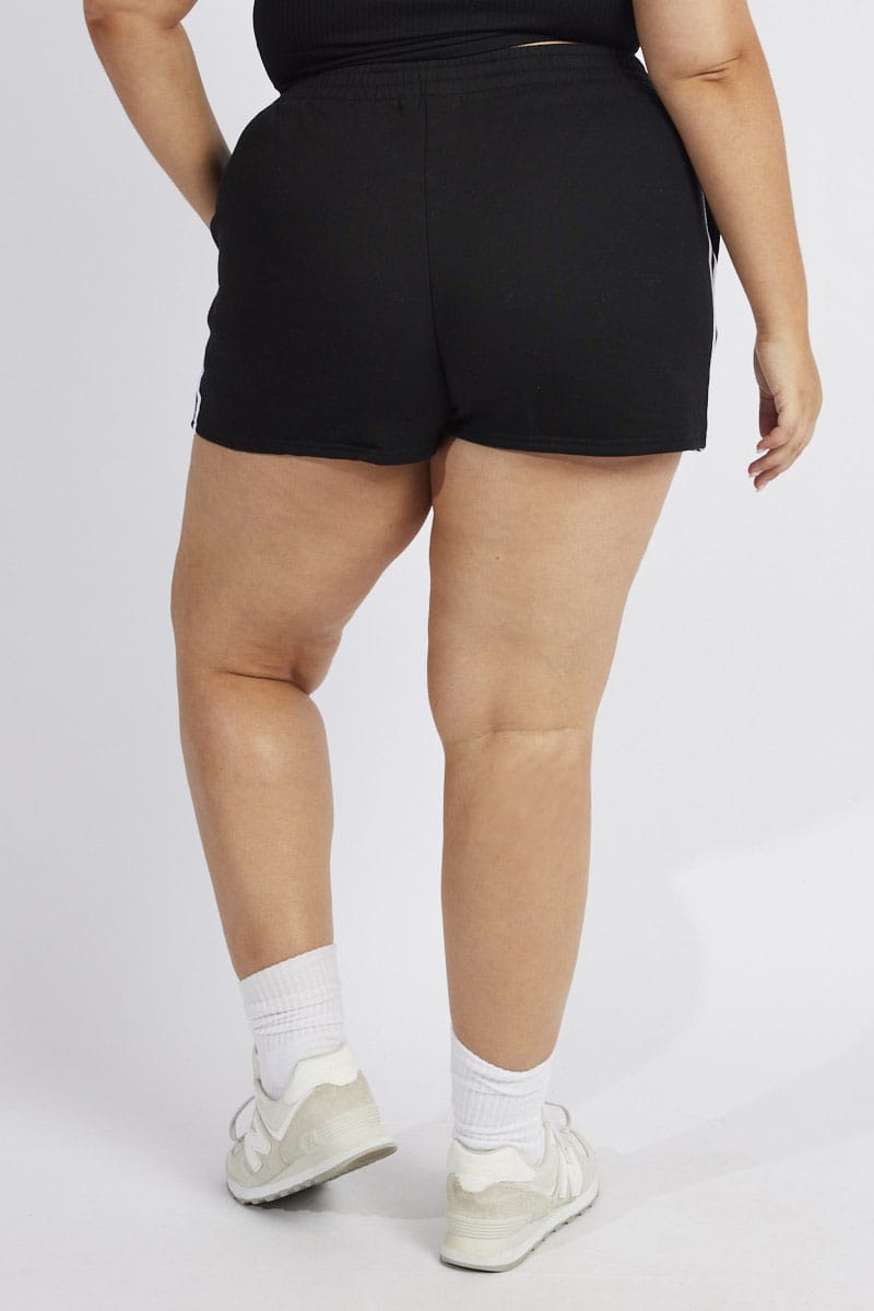 Black Track Shorts High Rise Elastic Waist for YouandAll Fashion