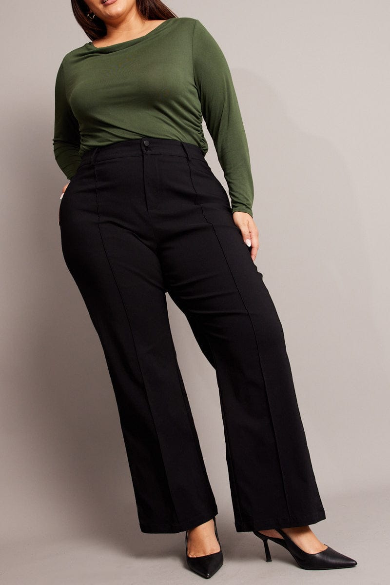 Black Slim Leg Pants High Rise for YouandAll Fashion