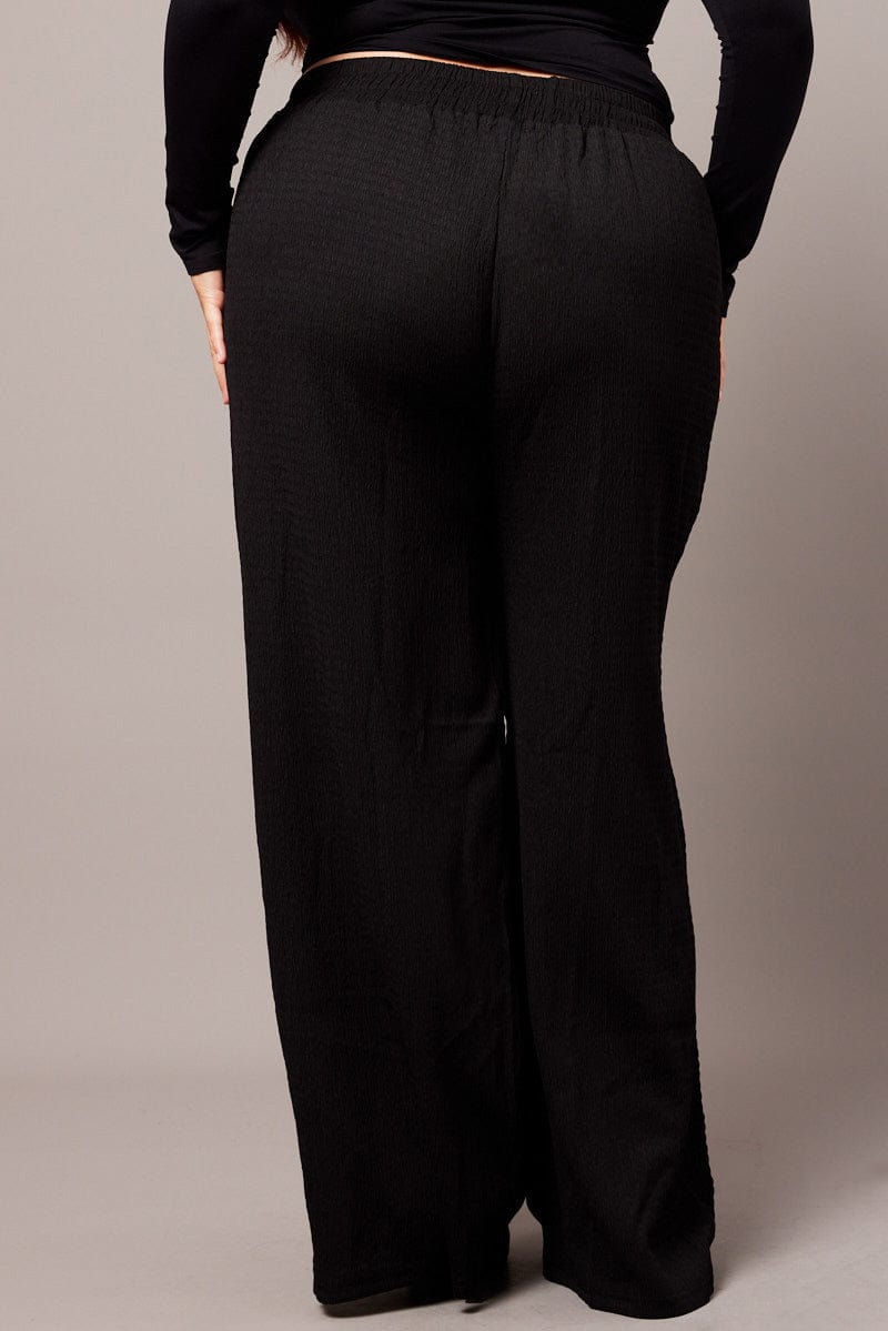 Black Wide Leg Pants Elasticated Waist for YouandAll Fashion