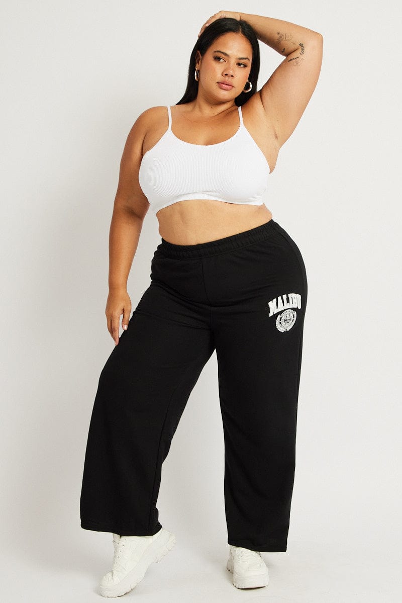 Black Track Pants Wide Leg for YouandAll Fashion